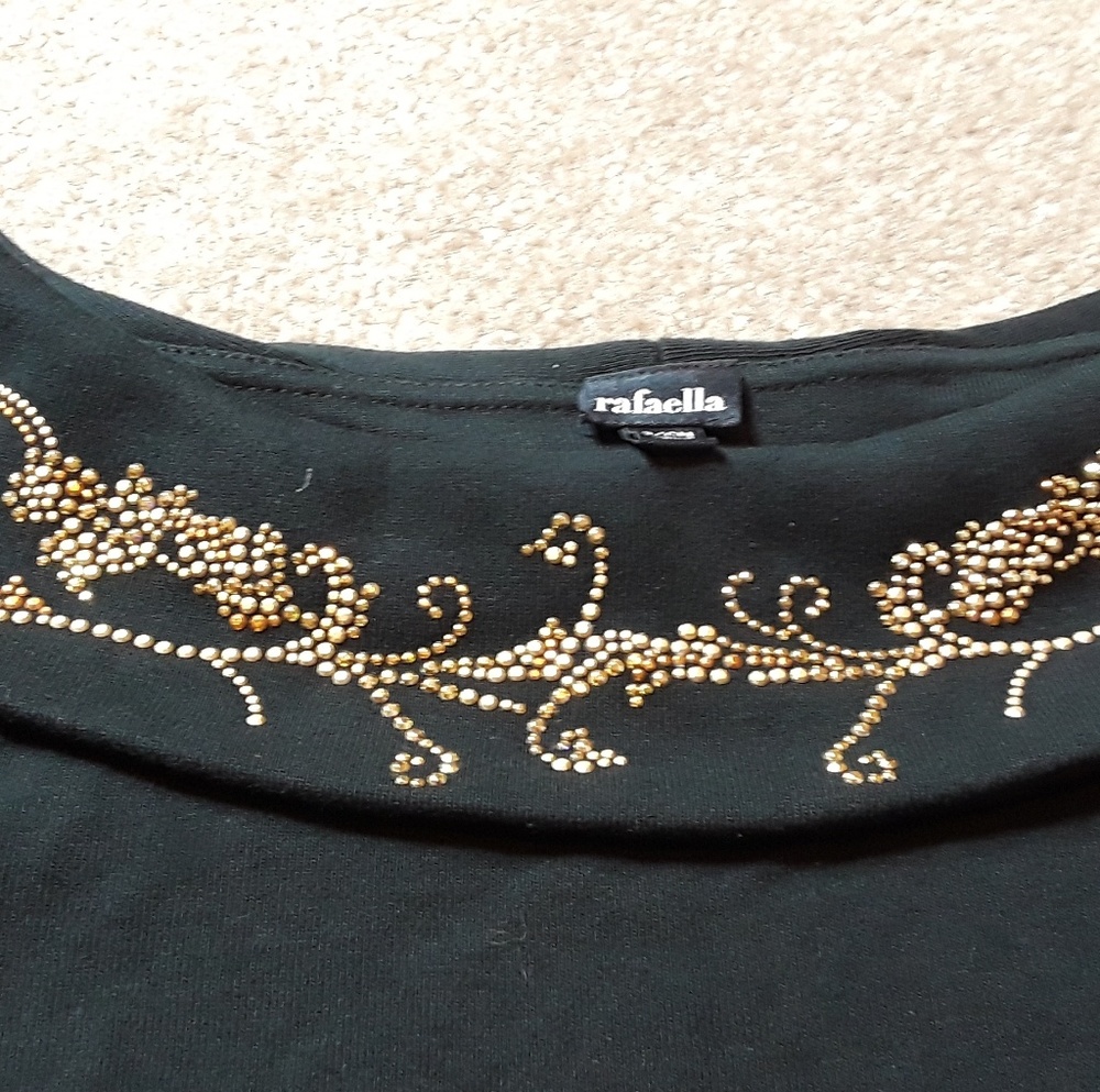Rafaella 3/4 length boat neck embellished shirt